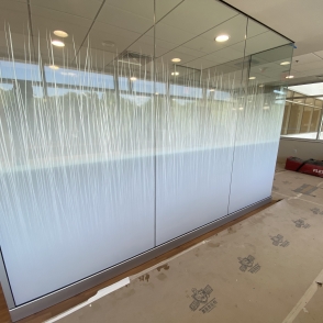 decorative privacy film on meeting room wall