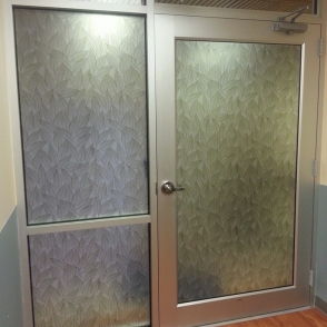 privacy glazed window film on store front 