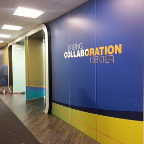 Boeing Collaboration Center custom film wall graphics