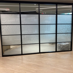 sand blasted squares made with window film 